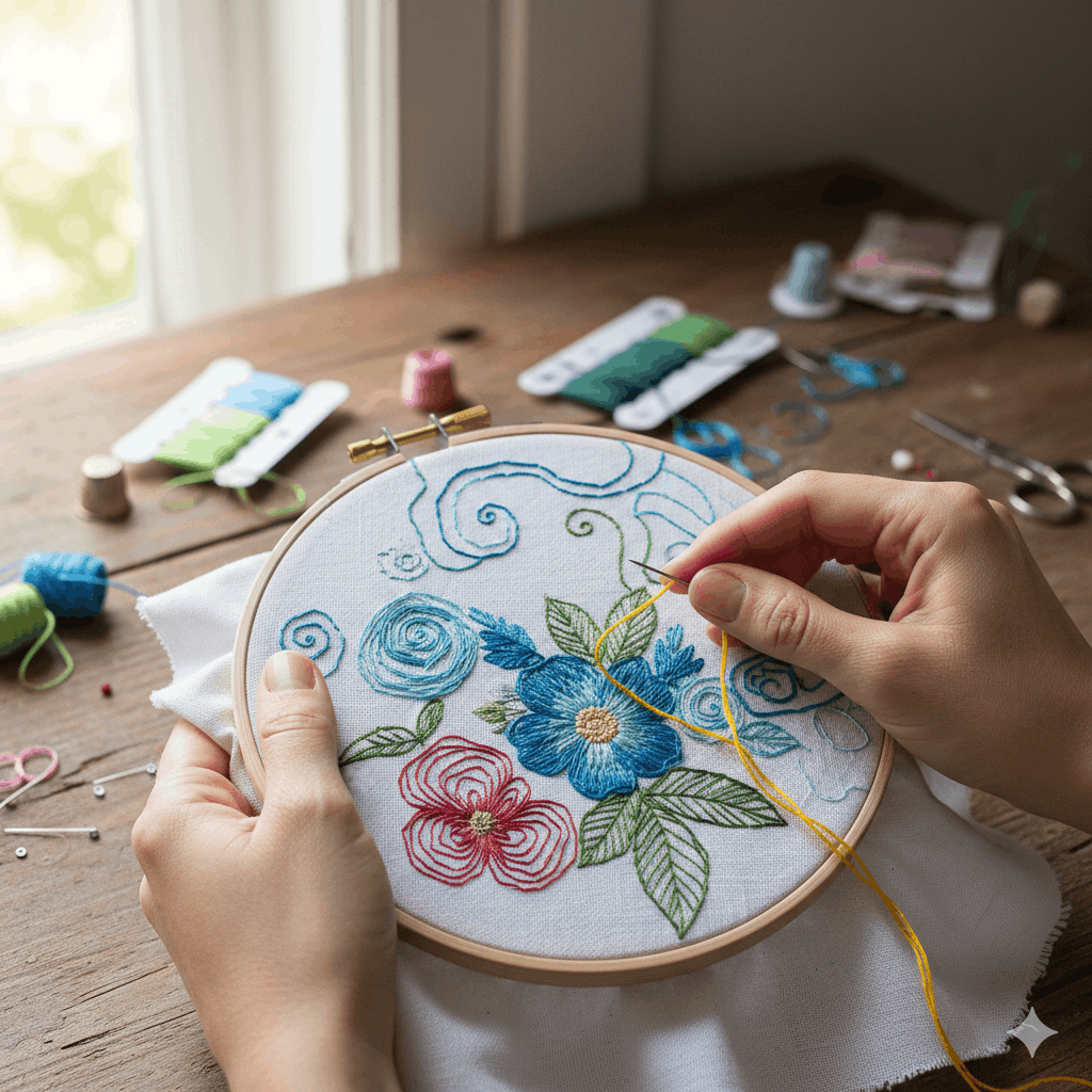 Sticken Blumenmotiv Sticken – ein tolles Hobby DIY Handarbeit