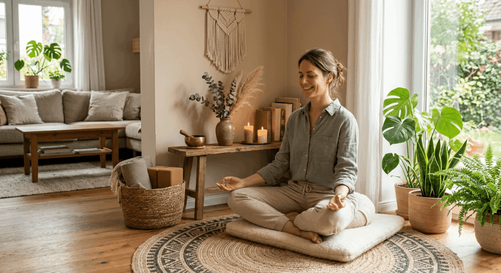 Meditationsecke im Wohnzimmer einrichten 2026 Ideen für einen ruhigen Rückzugsort mitten im Alltag