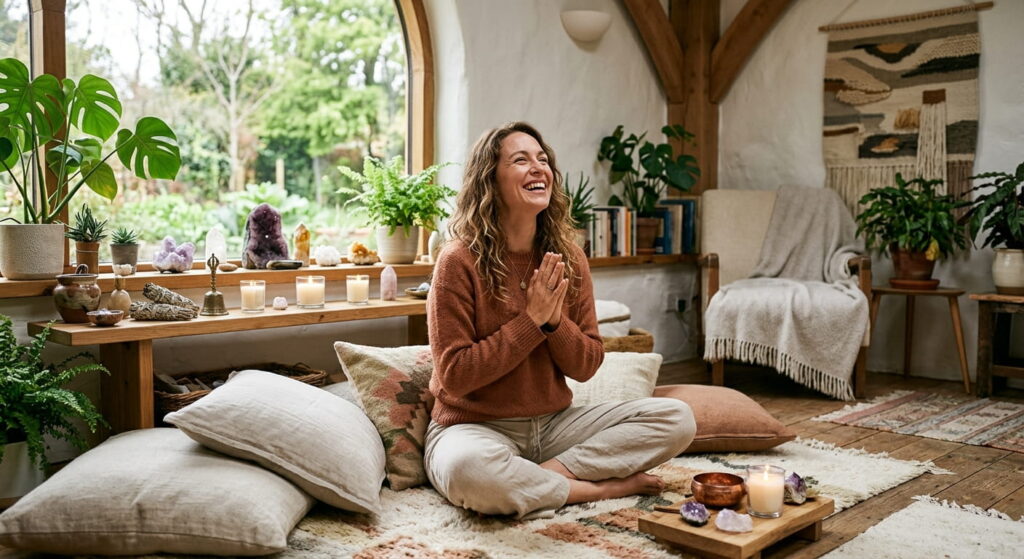 Frau Wohnung Spiritualität stickergalaxie.de Sidebar